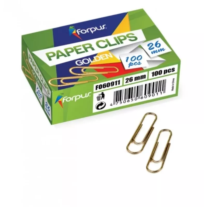 Clips Forpus, amarillo metal, 26 mm redondos (100) 1104-006