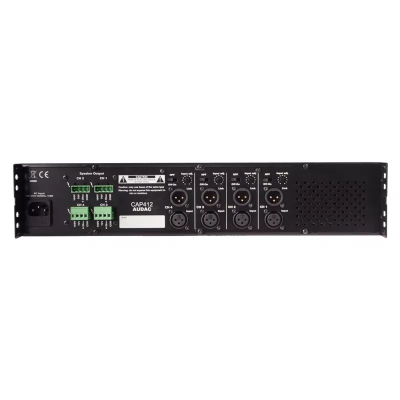 Audac CAP412 amplificador de potencia de 4 canales, 4 x 120 W (480 W), 100 V