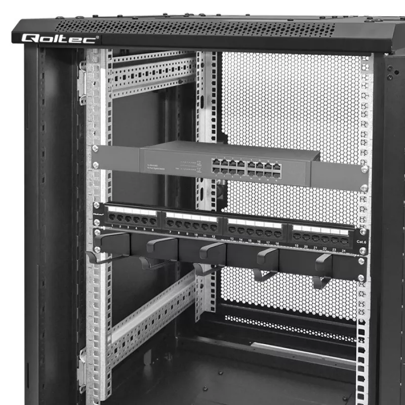 Organizador de cables QOLTEC 54515 1U para racks de 19 pulgadas
