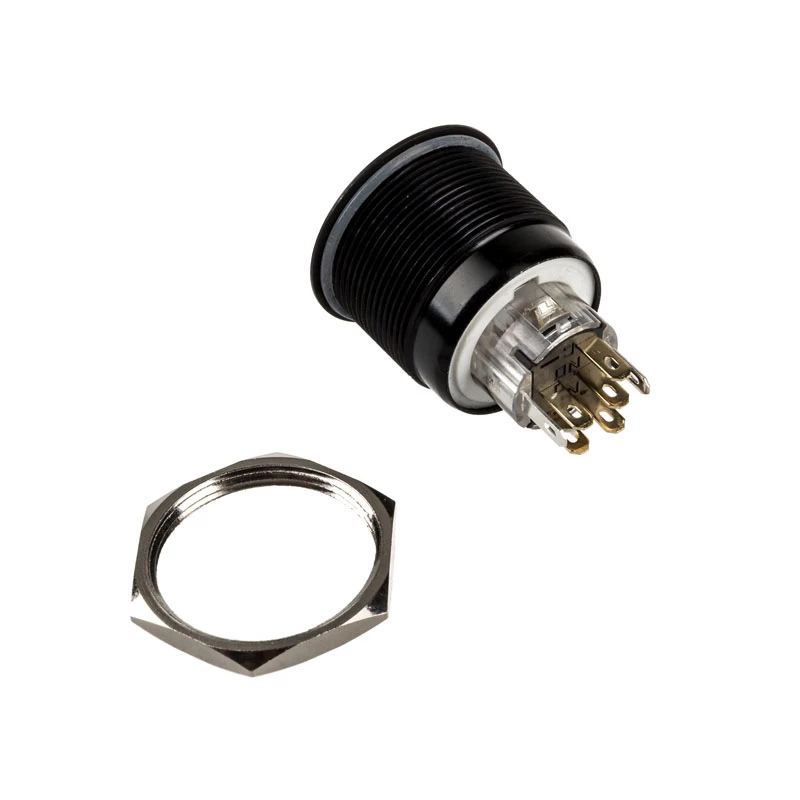 Pulsador antivandálico DimasTech PD220 de 25 mm Blackline Dot RGB