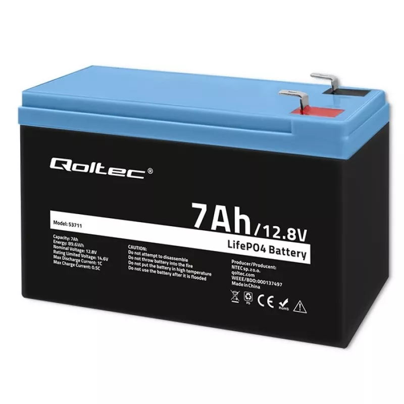 Batería LiFePO4 12,8V 7Ah, 89,6Wh, BMS