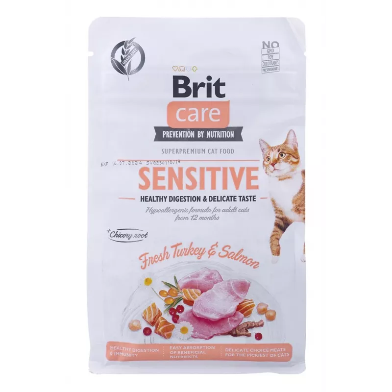 BRIT Care Grain-Free Sensitive pavo y salmón - comida seca para gatos - 400 g