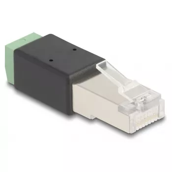 Adaptador DeLOCK conector macho RJ45 a regleta de terminales de 2 polos 66604 negro verde