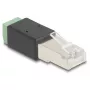 Adaptador DeLOCK conector macho RJ45 a regleta de terminales de 2 polos 66604 negro verde