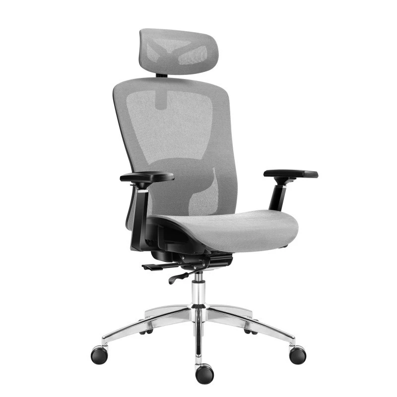 Silla de oficina giratoria mark adler Expert 5.3 gris malla – ergonómica, altura ajustable, soporte lumbar, reposacabezas, reposabrazos