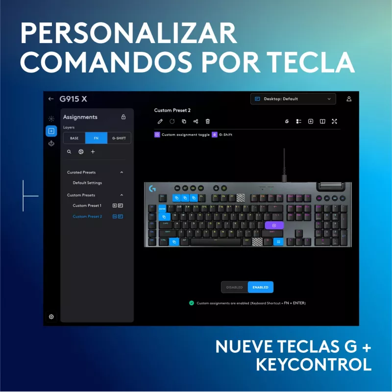 Teclado mecánico gaming con cable Logitech G915 X negro con iluminación RGB