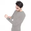 Blusa Glovii GJ1GL cuello redondo manga larga gris elastano poliéster