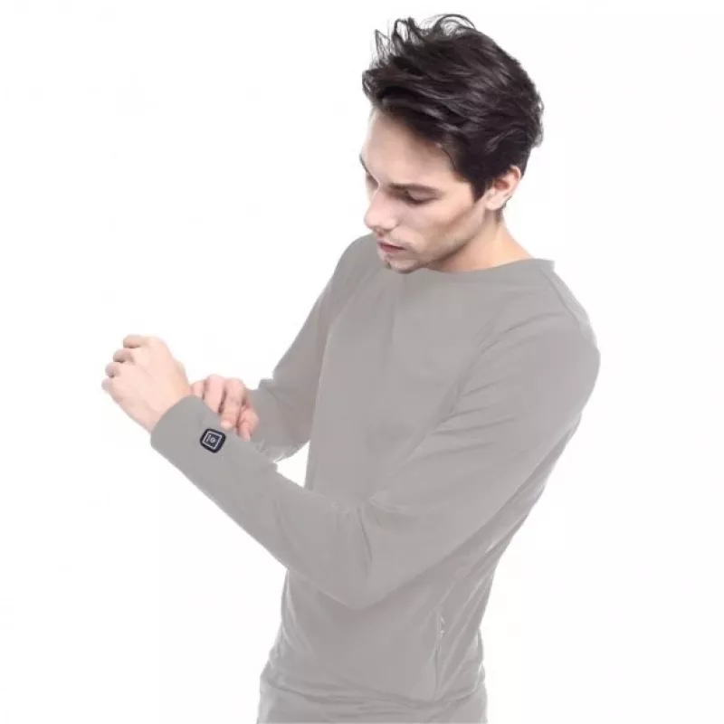 Blusa Glovii GJ1GL cuello redondo manga larga gris elastano poliéster