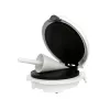 Gofrera Adler AD 3038 – gofre redondo individual, 1500 W, termostato regulable, placas antiadherentes, gris/blanco