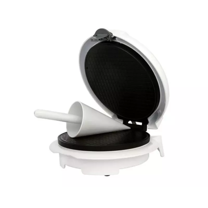 Gofrera Adler AD 3038 – gofre redondo individual, 1500 W, termostato regulable, placas antiadherentes, gris/blanco