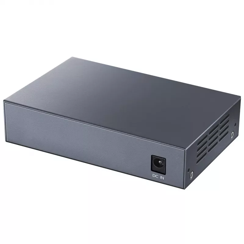 Switch de red Cudy GS1005P — 5 puertos Gigabit Ethernet con 4 puertos PoE, 60 W de potencia total, carcasa metálica, montaje en rack