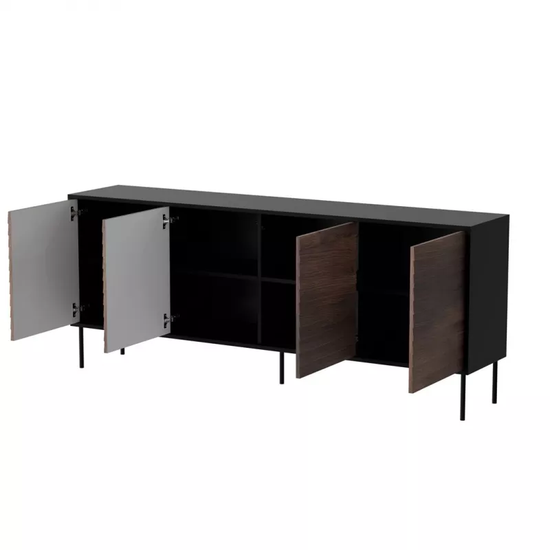 Cómoda Cama 4D CORTINA 200x40x81 negro/nogal