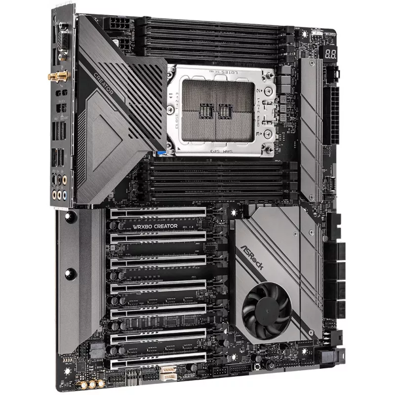 Placa base ASRock WRX80 CREATOR R2.0 — AMD WRX80, Socket sWRX8, E-ATX, 8× DIMM DDR4, 2 TB máx, Wi‑Fi 6E, 10Gb LAN, Audio 7.1