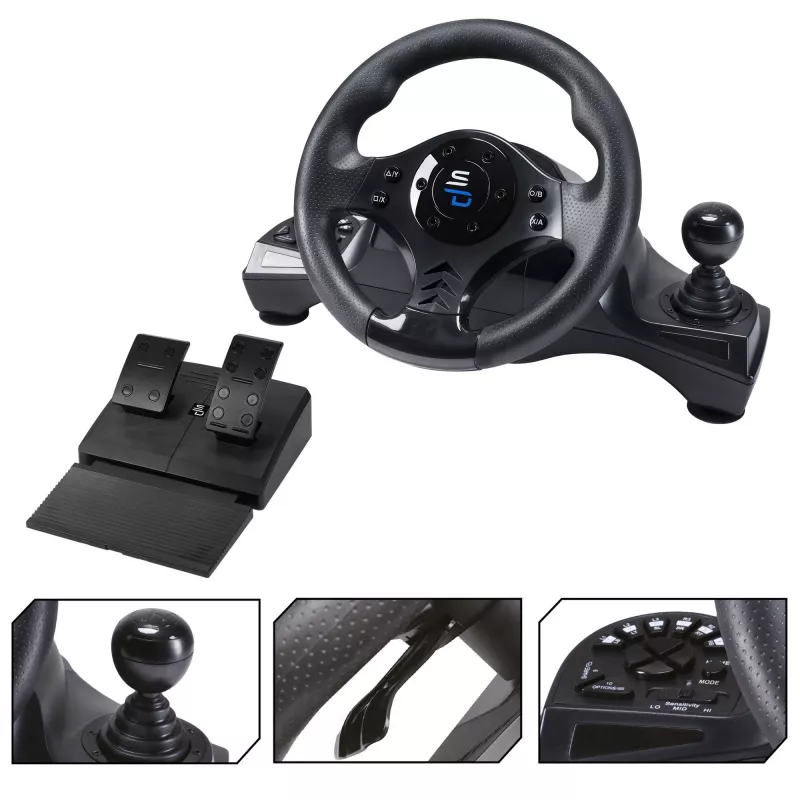 Volante + pedales Subsonic SA5156-NG rotación 270° USB negro