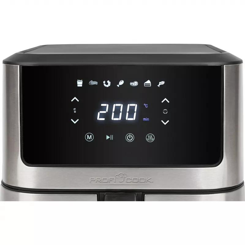 ProfiCook PC-FR 1269 H freidora de aire caliente, 8 l, 1800 W, 80-200 °C, acero inoxidable/negro