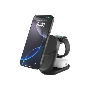 Cargador de interior Belkin UltraCharge 25W Qi2 3en1 Cargador magnético EU negro redondo