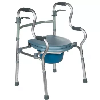Andador de rehabilitación REHA FUND RF-133 3en1, estructura de aluminio/acero, altura ajustable 81–99 cm, 2 ruedas, asiento, carga máx. 100 kg