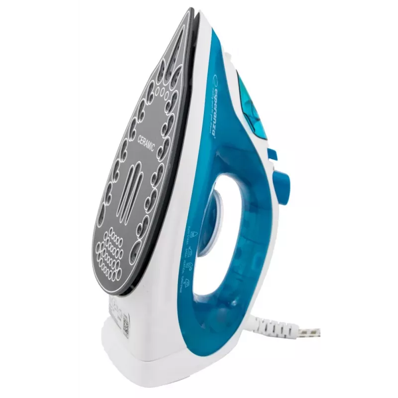Plancha de vapor Esperanza EHI002 Slider, 2200 W, suela cerámica, vapor vertical, blanca/azul