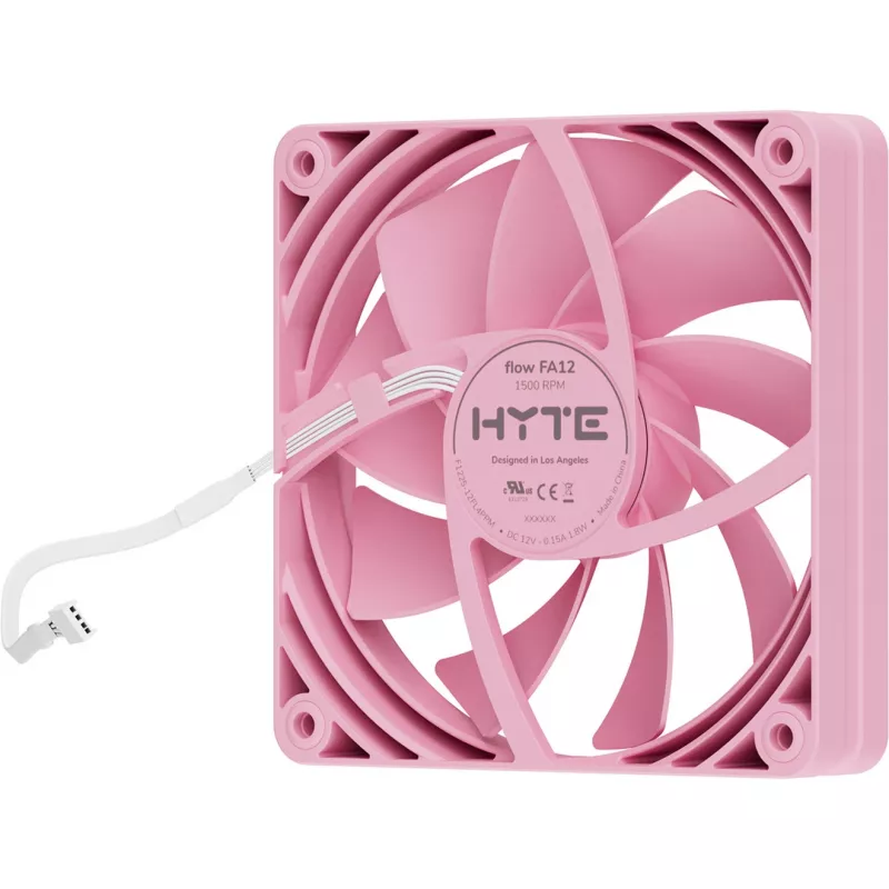 Ventilador de refrigeración para ordenador HYTE FA12-SM-4 120 mm, 1500 rpm, 72 m³/h, 1,6 mmH2O, FDB, rosa, 4 uds.