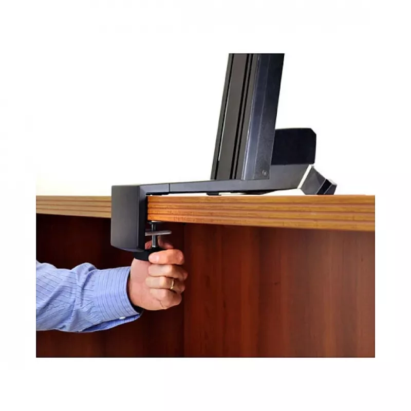 Soporte multimedia ERGOTRON WorkFit-S Single HD con superficie de trabajo+ — negro, regulación de altura 58 cm, carga máxima 13,2 kg, para pantallas de hasta 30