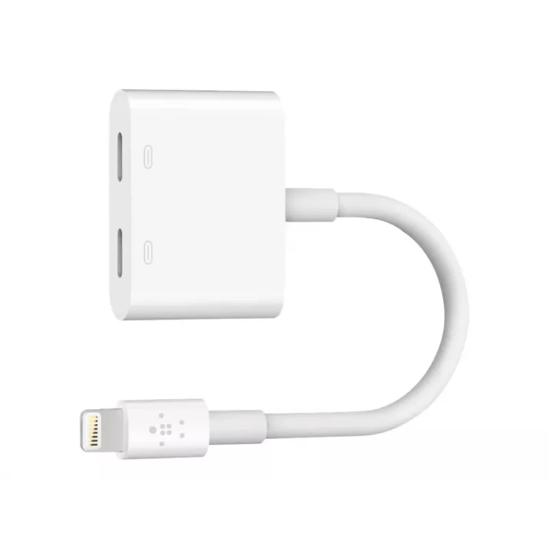 Belkin | Cable Lightning Audio + Charge RockStar, 11,5 cm, Blanco | F8J198btWHT