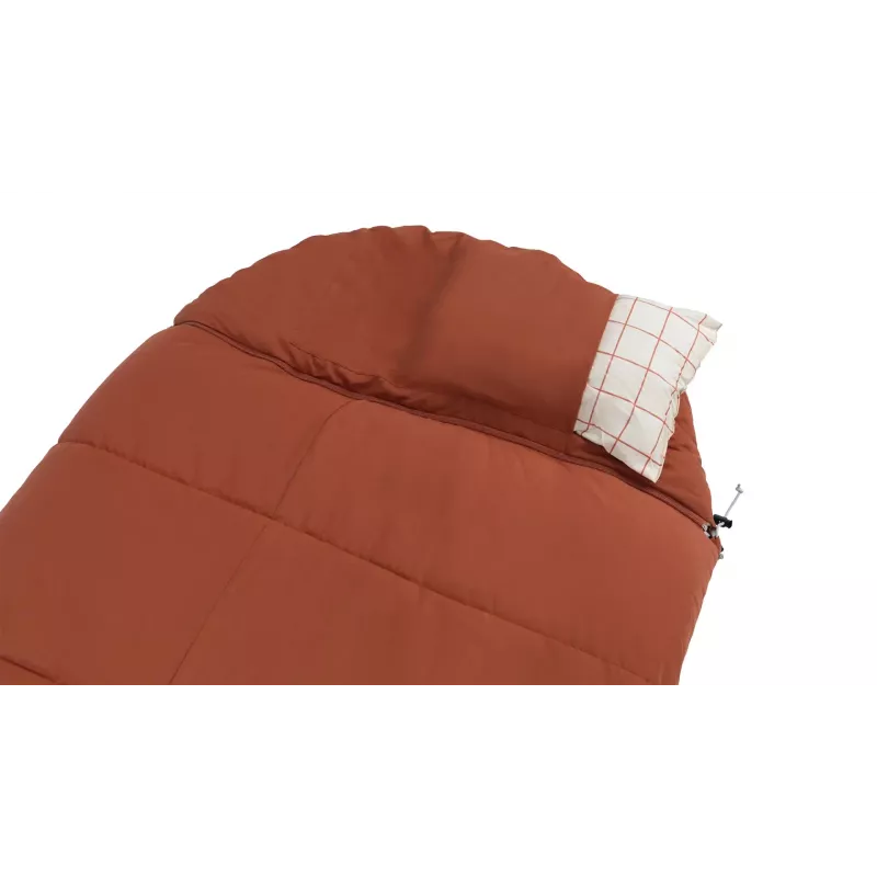 Saco de dormir Outwell 230501 — para adultos, semirrectangular, poliéster, 2350×900 mm, para usuarios de hasta 200 cm, rojo