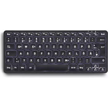 Perixx PERIBOARD-732B DE Mini teclado inalámbrico con retroiluminación, negro