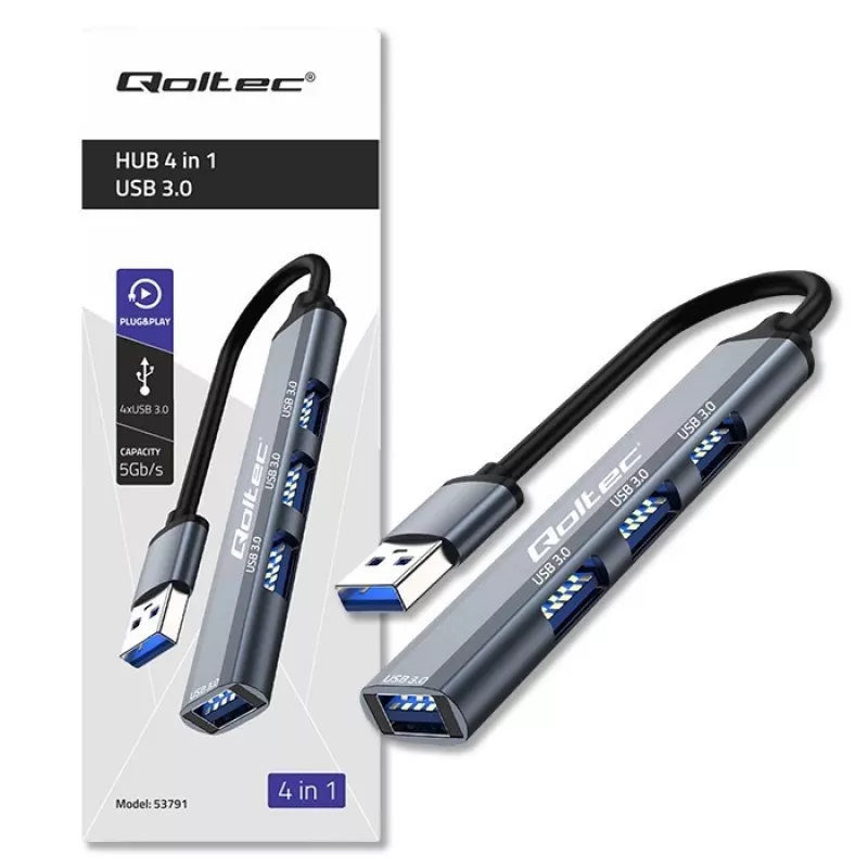 Adaptador HUB USB 3.0 4en1, 4x USB 3.0