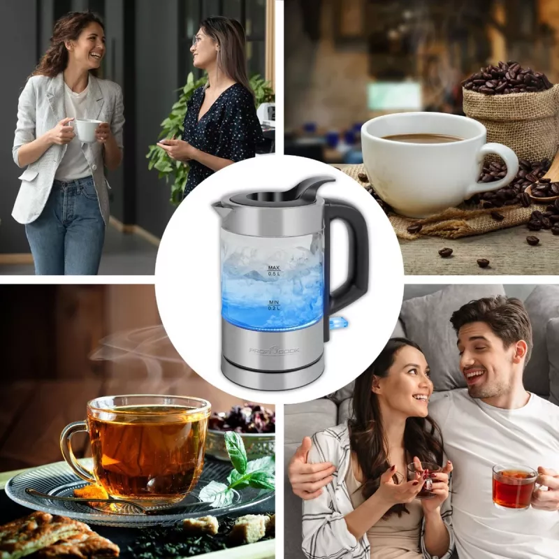 Hervidor ProfiCook PC-WKS 1228 G 0,5 L 1100 W acero inoxidable, transparente