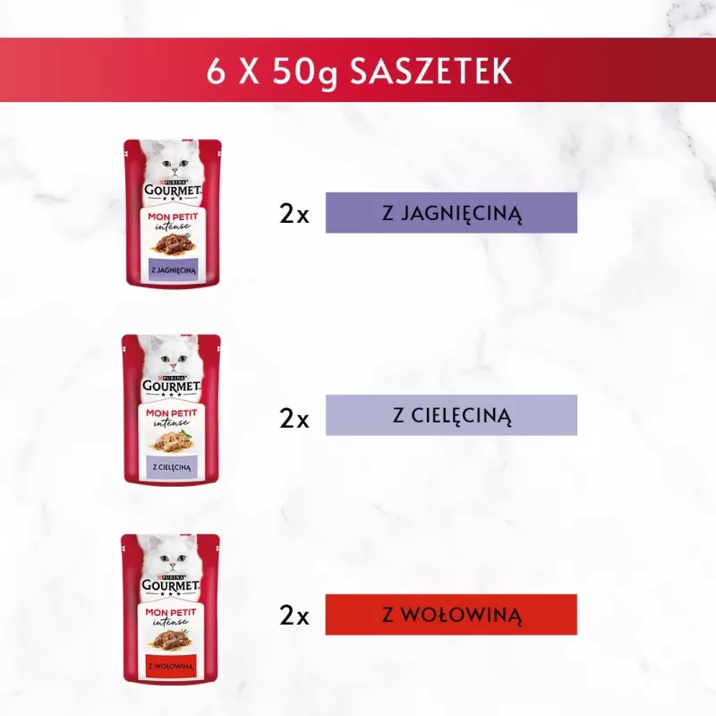 GOURMET Mon Petit Meat Mix - comida húmeda para gatos - 6 x 50 g
