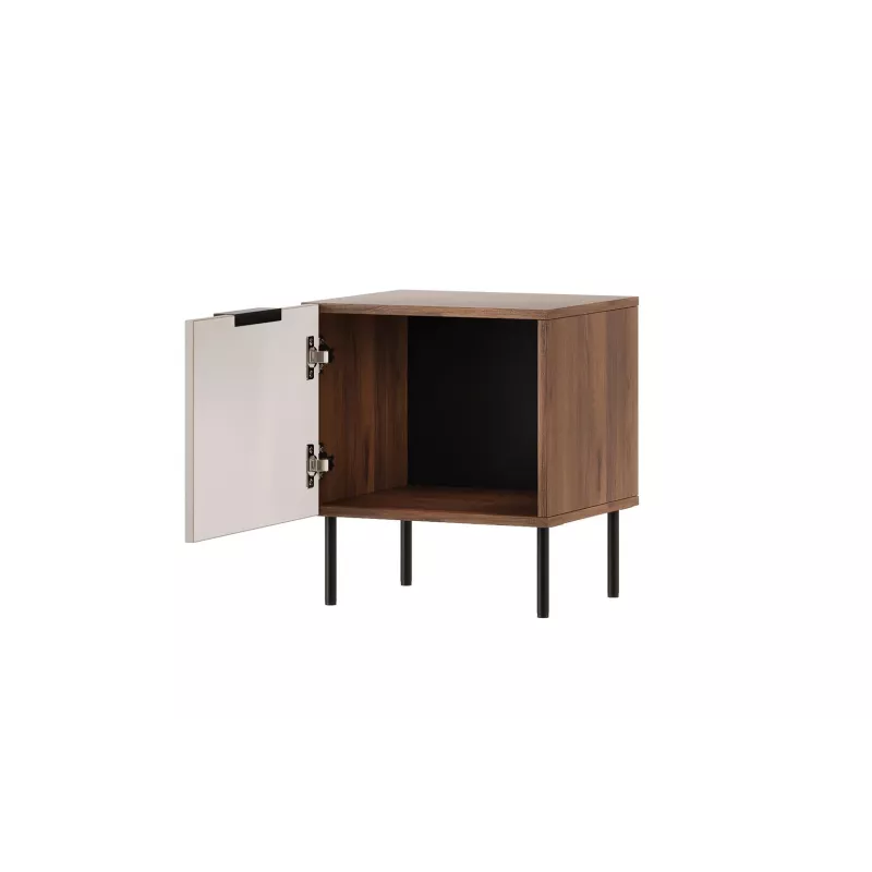 Mesita de noche Cama Meble ALMERA 50x42x44 cm, 2 uds., nogal/cashmere, MDF y aglomerado