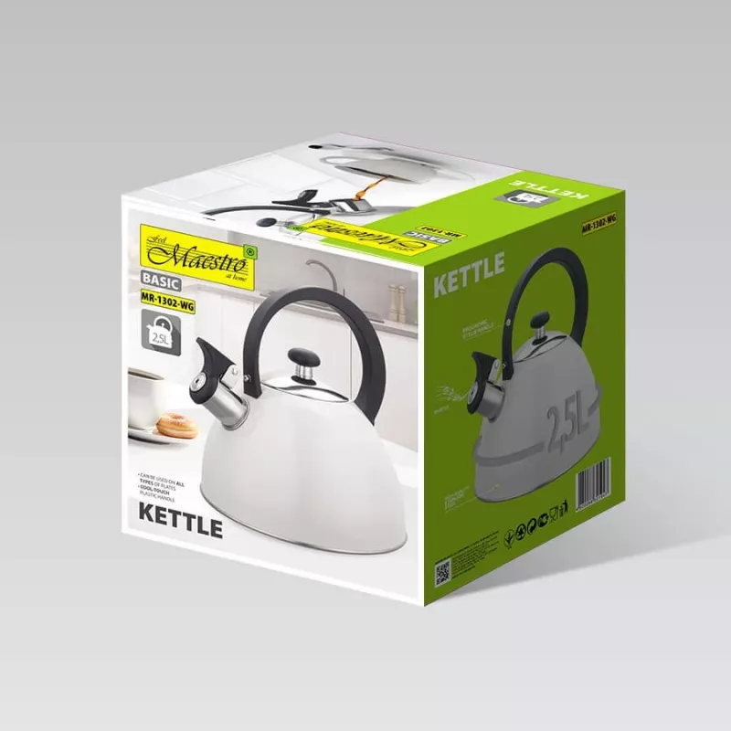 Maestro MR-1302-WG hervidor con silbato para fuego, 2,5 l, blanco