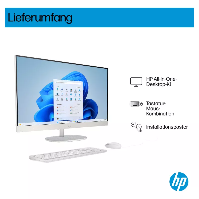 HP AI 27-cr2275ng - All-in-One (solución completa) - Core Ultra 7 255U - RAM 16 GB - SSD 512 GB - NVMe - Intel Graphics - 1GbE, Bluetooth 5.3, Wi-Fi 6 - WLAN: 802.11a/b/g/n/ac/ax