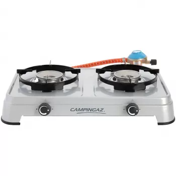 Hornillo de gas Camping Cook CV (Gris, dos fuegos)