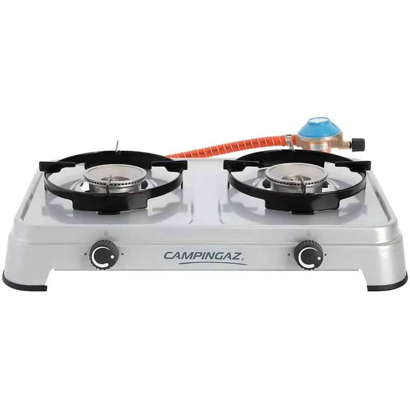 Hornillo de gas Camping Cook CV (Gris, dos fuegos)