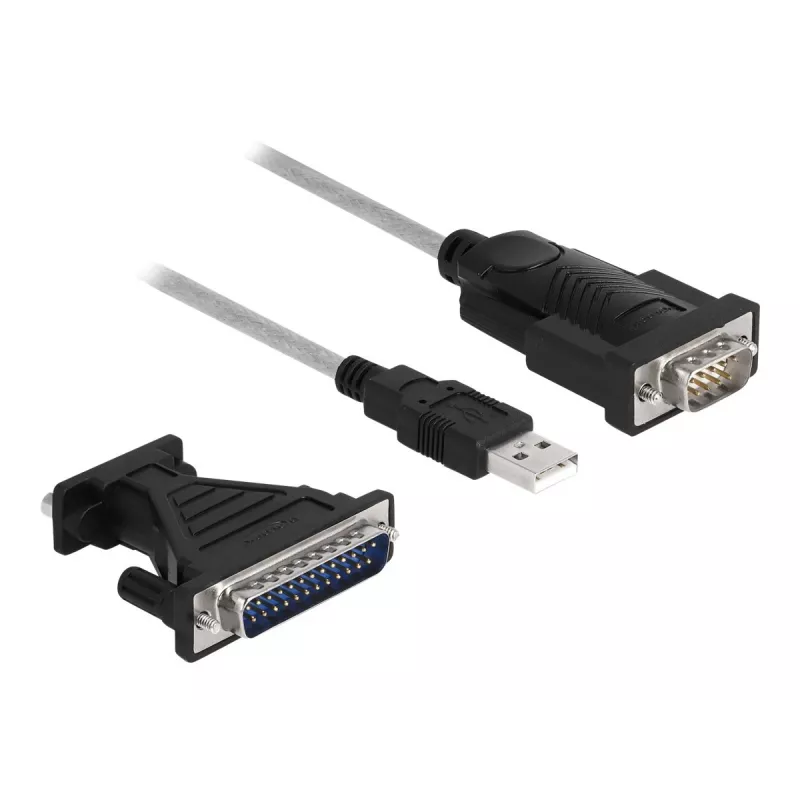 Adaptador DeLOCK USB 2.0 Type-A a serie RS-232 D-Sub 9 + D-Sub 25