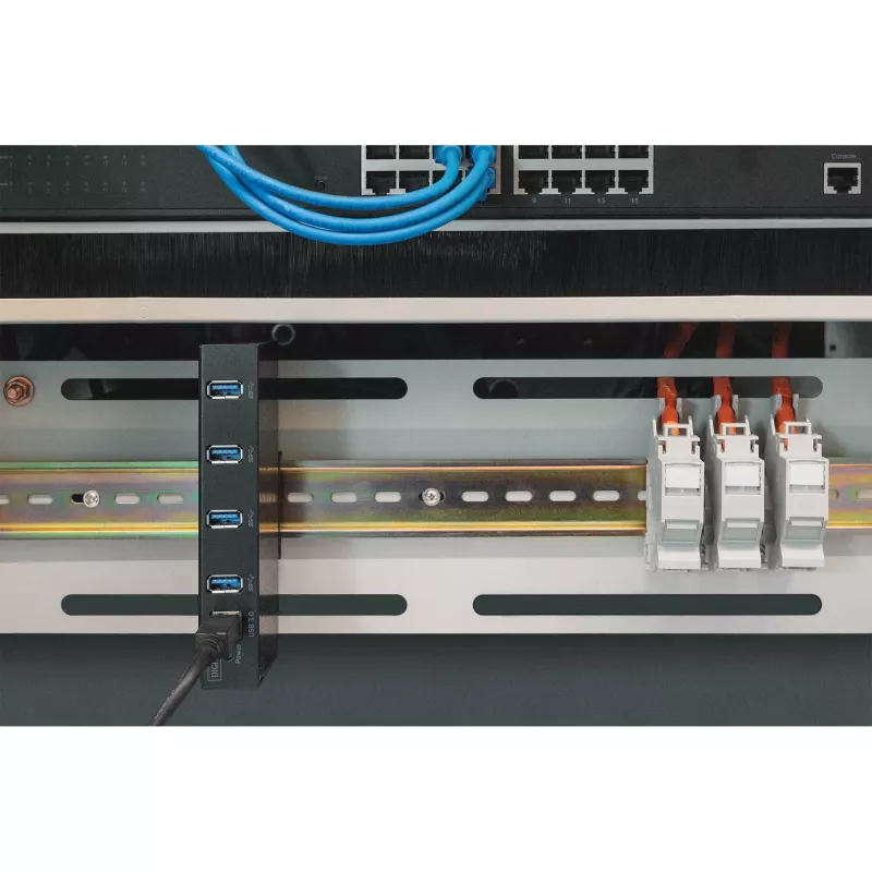Hub USB DIGITUS 4 puertos 3.0->4xA3.0 industrial line negro