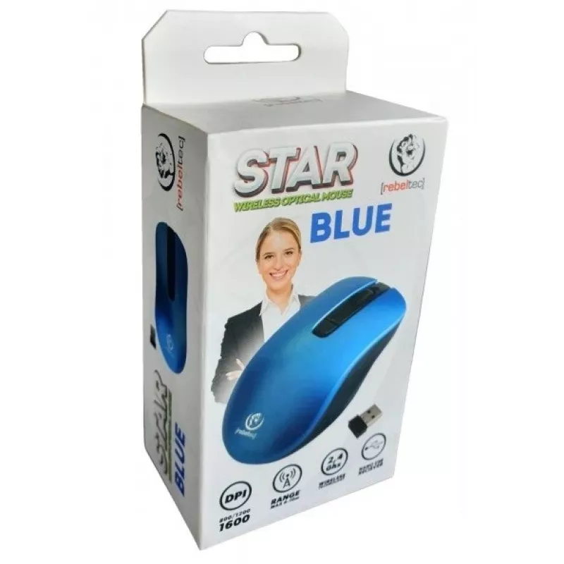 Ratón inalámbrico óptico Rebeltec STAR azul RBLMYS00057 interfaz