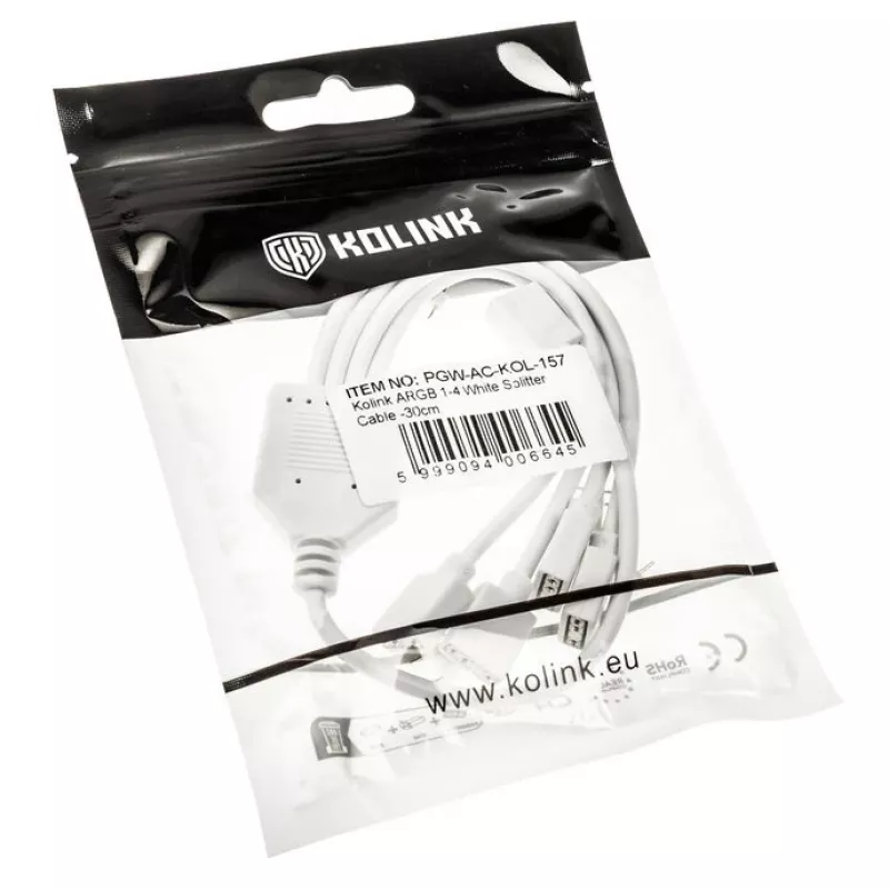 Cable divisor ARGB Kolink PGW-AC-KOL-157 30 cm blanco para conectores ARGB de 3 pines 5V-ARG