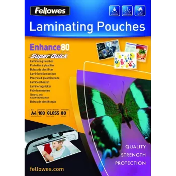 Film de laminación Fellowes SuperQuick A4 Glossy 80 micras