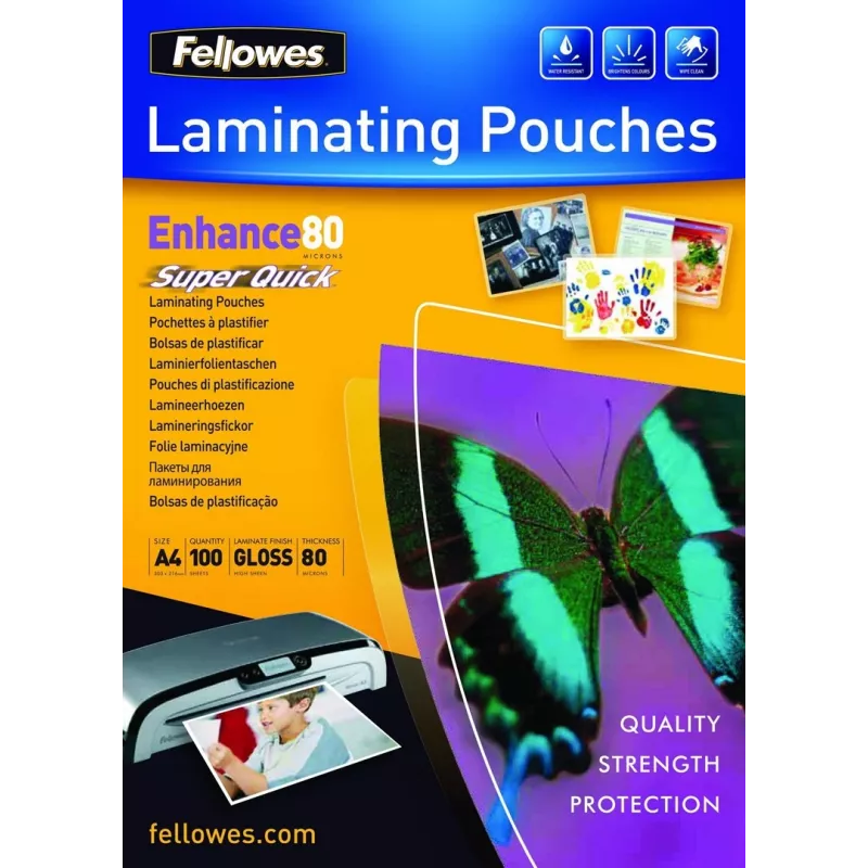 Film de laminación Fellowes SuperQuick A4 Glossy 80 micras