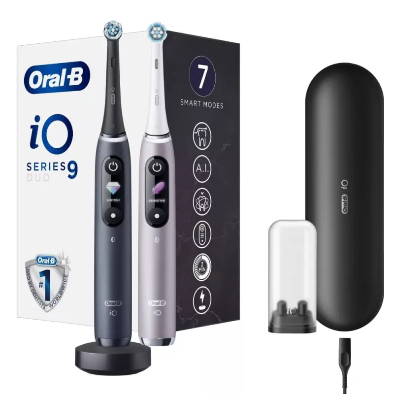 Cepillo de dientes Oral-B iO Series 9 Duo 2 uds. negro ónix/cuarzo rosa
