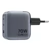 Cargador GaN Vention FEXH0-EU 70W — 2x USB-C + 1x USB-A, PD 70W, 100–240V