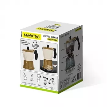 Cafetera moka de aluminio para fogones Maestro MR-1657-3-BEIGE – cafetera espresso de 3 tazas, beige