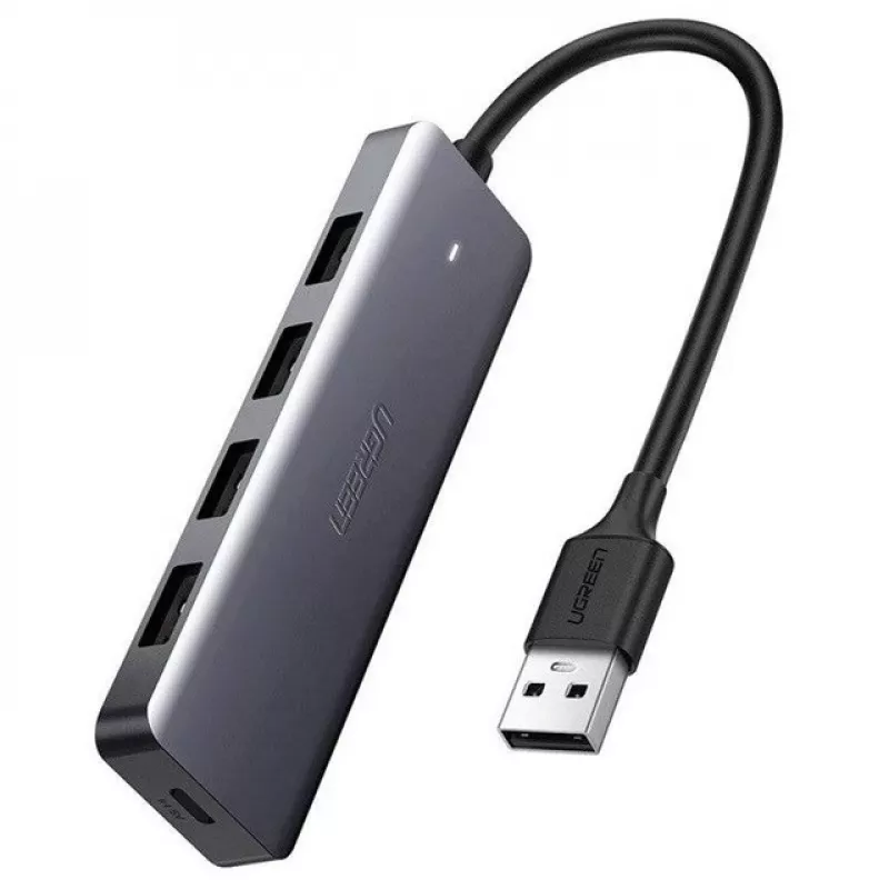Ugreen Hub 4-en-1 Adaptador USB-C a 4× USB 3.0 + USB-C Gris