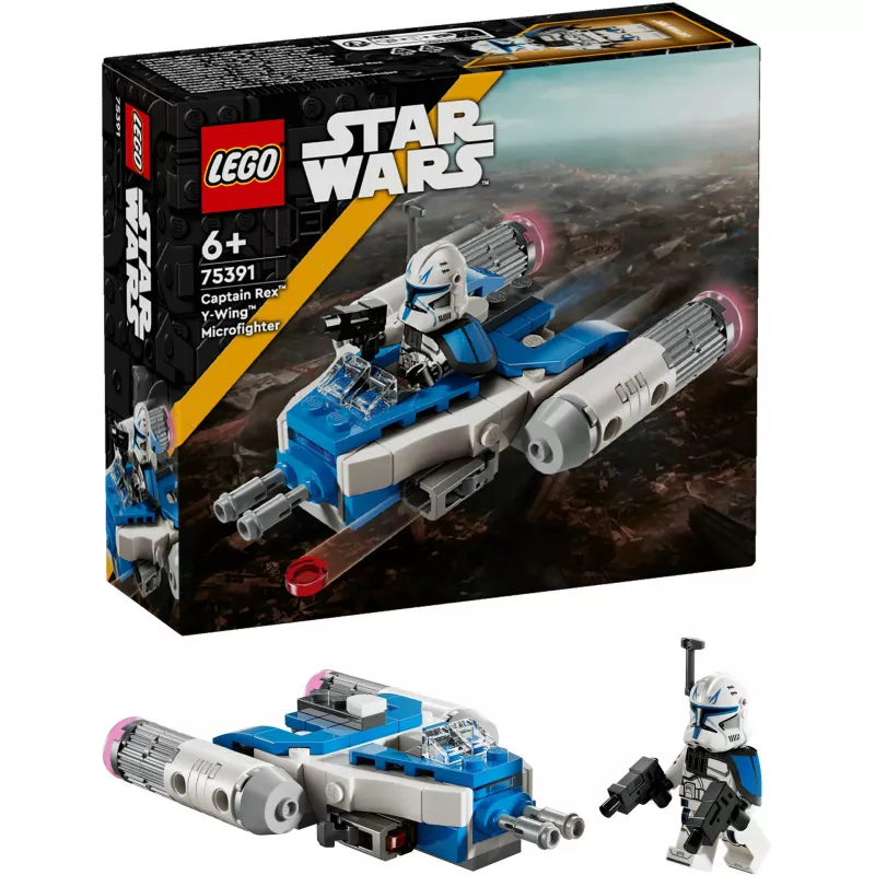 LEGO Star Wars Captain Rex Y-Wing Microfighter, pieza de coleccionista: juguete de nave espacial de las Guerras Clon con una minifigura de personaje para niños a partir de 6 años