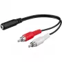 Wentronic Goobay Cable adaptador jack 3,5 mm/RCA, Negro, 0,2 m - conector hembra jack 3,5 mm (3 polos, estéreo) > 2 conectores macho RCA (audio izquierdo/derecho) (50092)