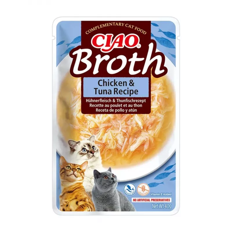 INABA Ciao caldo con pollo, salmón y atún - premios para gatos - 24x40g