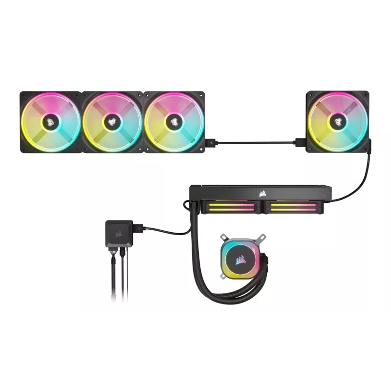 Corsair CO-9051001-WW iCUE LINK QX120 RGB ventilador de caja, 120 mm, PWM, con sensor de temperatura, negro