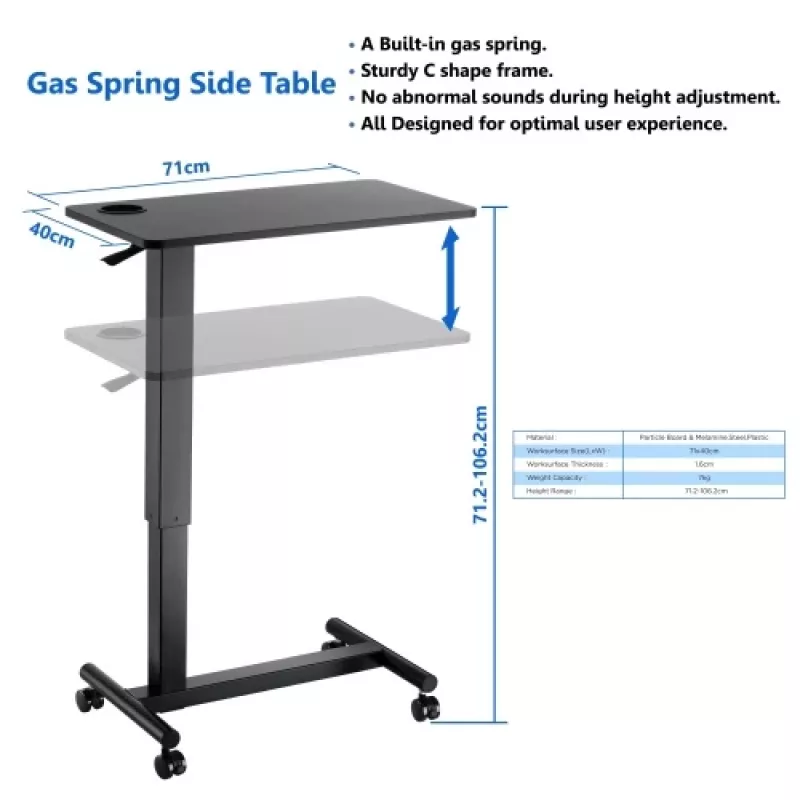 Mesa regulable en altura up up Forseti B-1-20TMF negra – mesa de trabajo regulable en altura